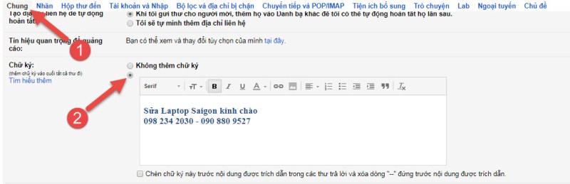 chu ky gmail